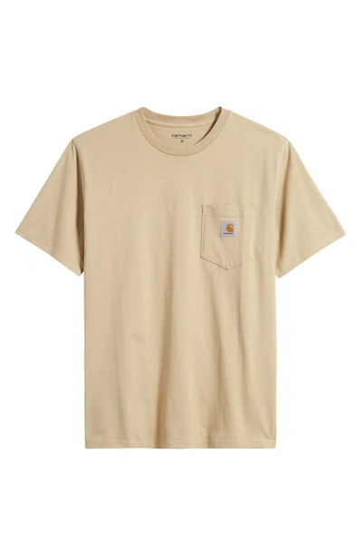 Shop Carhartt Logo Pocket T-shirt In Ammonite
