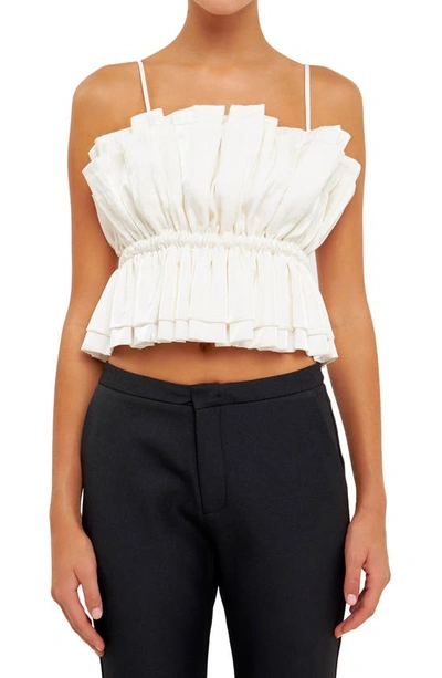 Endless Rose Sheen Ruffledcrop Camisole In White