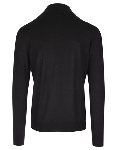 Shop Fedeli Black Half-zip Favonio Pullover In Dark Grey Silk And Cashmere In Nero