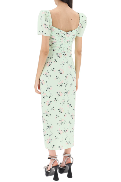 Shop Self-portrait Iris Short-sleeved Midi Dress With Floral Pattern In Green (green)