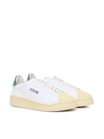 Shop Autry Bob Lutz Low Leather Sneakers In White, Green