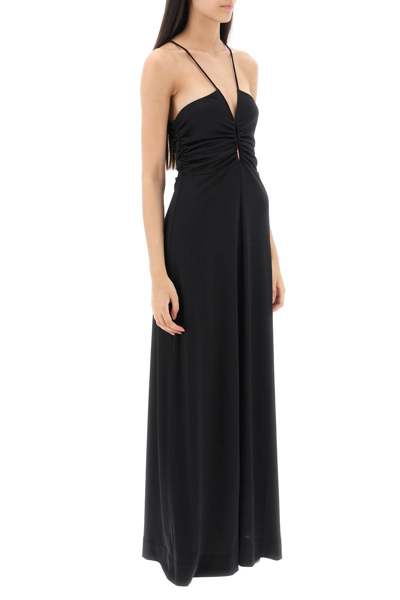 Shop Ganni Crepe Jersey Maxi Dress In Black (black)