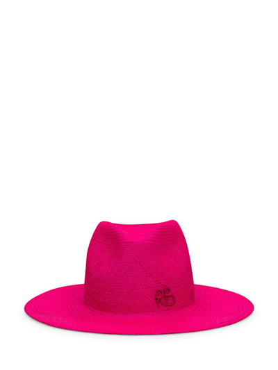 Shop Ruslan Baginskiy Logo Embroidered Woven Fedora Hat In Pink