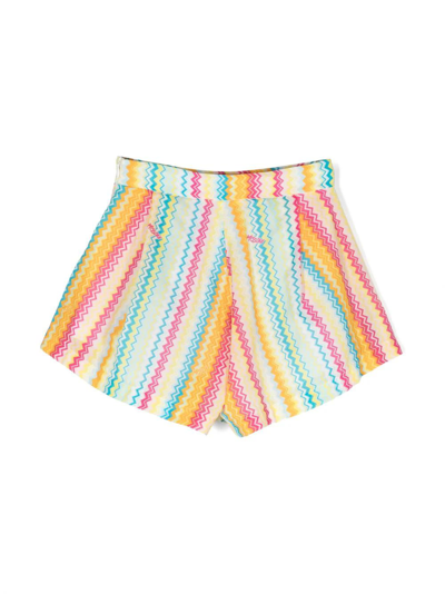 Shop Missoni Shorts With Multicoloured Vertical Zig-zag Pattern In Multicolore