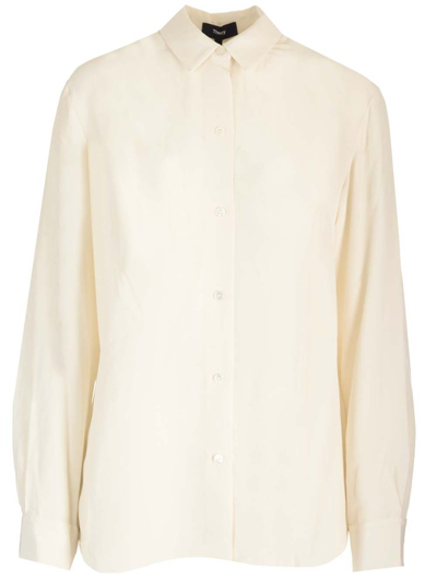 Shop Theory Long Sleeved Buttoned Shirt In White