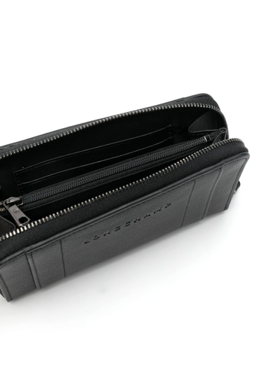 Shop Longchamp 3d Logo-debossed Leather Wallet In Black