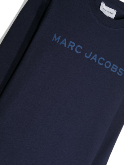 Shop Marc Jacobs Logo-print Long-sleeve T-shirt In Blue