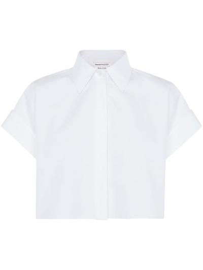 Shop Alexander Mcqueen White Short-sleeved Crop Shirt