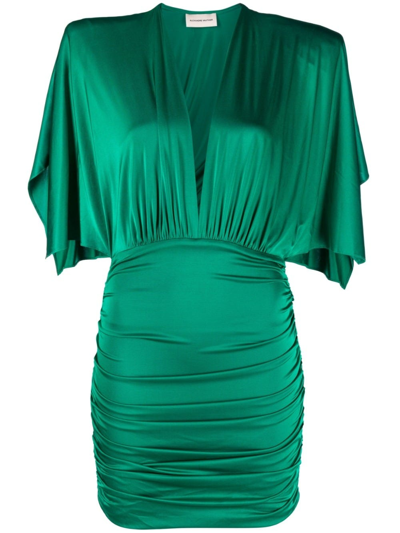 Shop Alexandre Vauthier Green V-neck Short Dress
