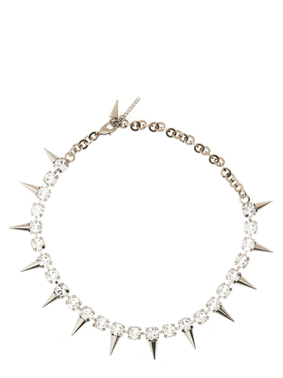 Shop Alessandra Rich Embellished Chain In Silver
