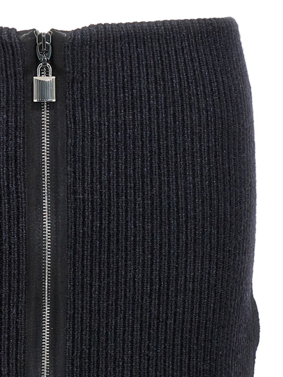 Tom Ford Panelled Leather And Cotton-blend Jersey Midi Skirt In Black