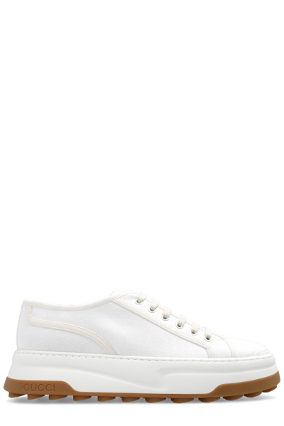 Shop Gucci Gg Round Toe Lace In White
