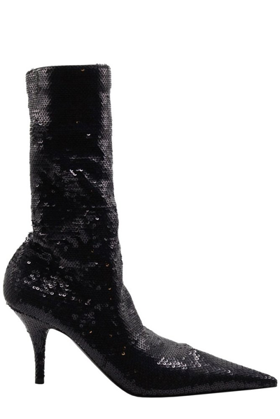 Shop Balenciaga Sequins Embellished Knife Boots In Black