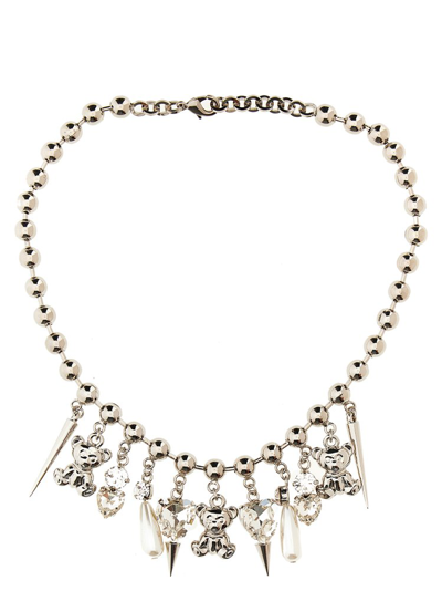 Shop Alessandra Rich Embellished Chain In Silver