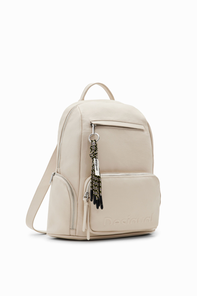 Shop Desigual Midsize Half-logo Backpack In White