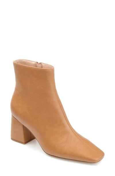 Shop Journee Collection Haylinn Square Toe Bootie In Tan