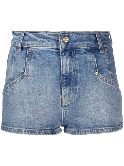 Shop Pinko Mid-rise Denim Shorts In Blue