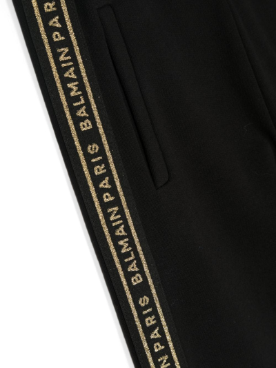 Shop Balmain Logo-embroidered Track Pants In Black