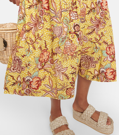 Ulla Johnson Golda Floral Cotton Puff-sleeve Midi Dress In Yellow