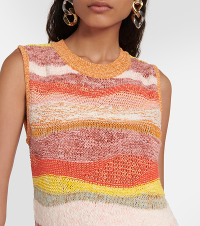 Shop Ulla Johnson Gaia Knitted Striped Maxi Dress In Orange