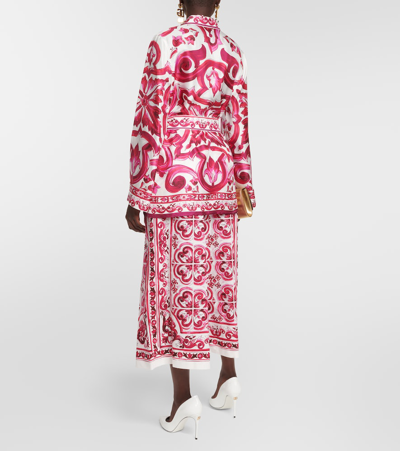 Shop Dolce & Gabbana Printed Silk Twill Pyjama Shirt In Multicoloured