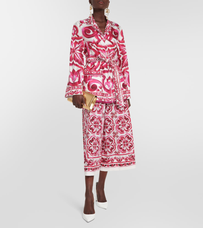 Shop Dolce & Gabbana Printed Silk Twill Pyjama Shirt In Multicoloured