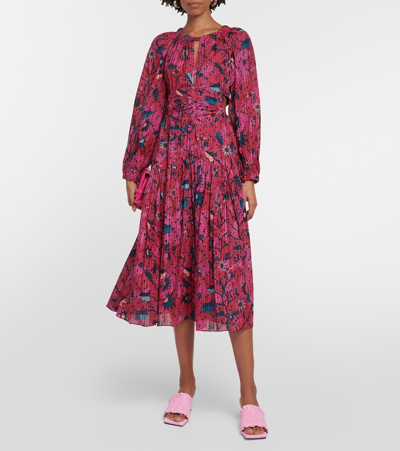Shop Ulla Johnson Helia Printed Cotton-blend Midi Dress In Multicoloured