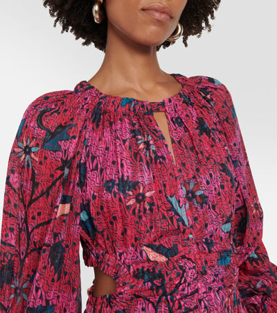 Shop Ulla Johnson Helia Printed Cotton-blend Midi Dress In Multicoloured