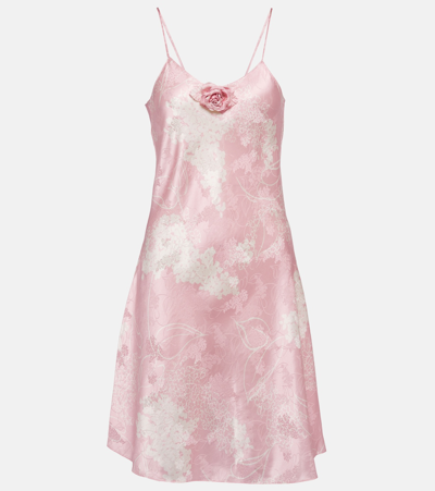 Shop Rodarte Printed Silk Slip Minidress In Pink