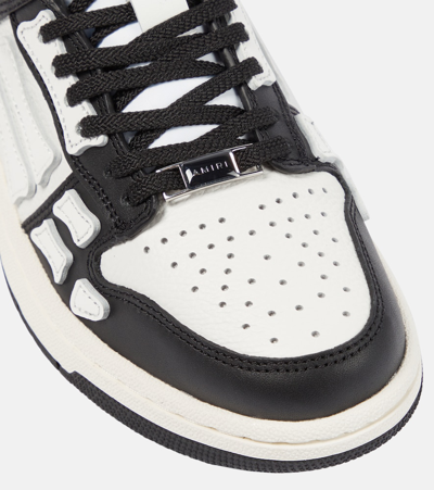 Shop Amiri Skel Top Leather Low-top Sneakers In Black