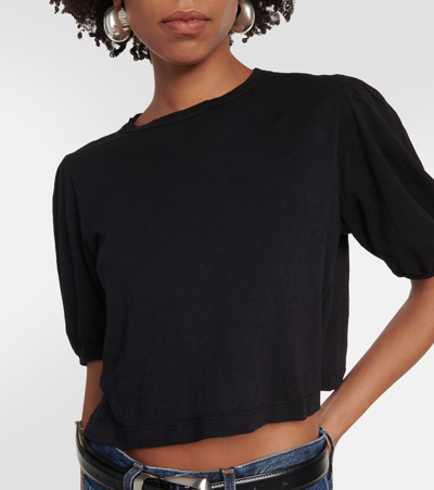 Shop Velvet Hilary Cotton Blend Top In Black