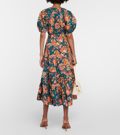 Shop Ulla Johnson Olina Floral Cotton Midi Dress In Multicoloured