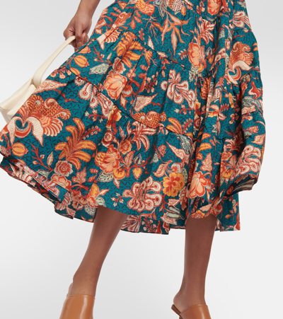 Shop Ulla Johnson Olina Floral Cotton Midi Dress In Multicoloured