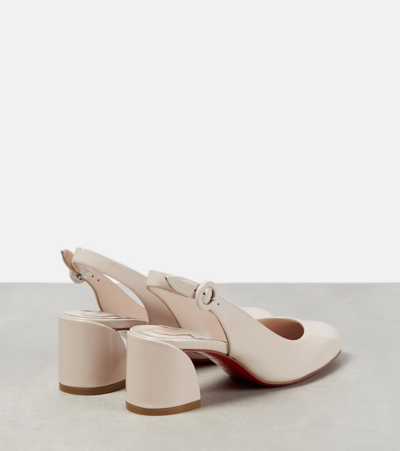 Christian Louboutin So Jane Sling 55 Beige Patent Pumps In White