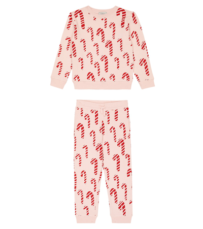 Shop Stella Mccartney Set Of Cotton Sweatshirt And Sweatpants In Pink