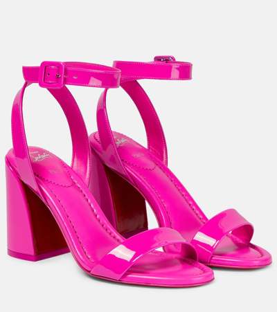 Shop Christian Louboutin Miss Sabina 85 Patent Leather Sandals In Pink