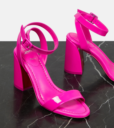Shop Christian Louboutin Miss Sabina 85 Patent Leather Sandals In Pink