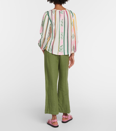 Shop Velvet Beth Jacquard Cotton Top In Multicoloured