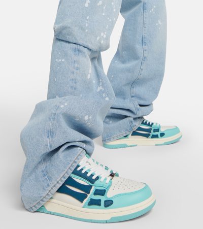Shop Amiri Skel Top Leather Low-top Sneakers In Blue