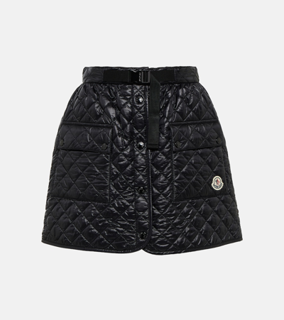 Shop Moncler Quilted Miniskirt In Black