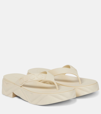 Shop Gucci Logo Platform Sandals In White