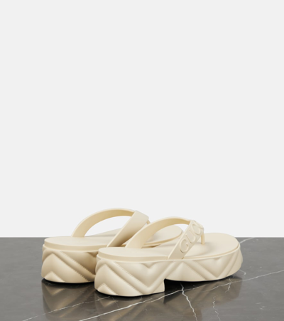 Shop Gucci Logo Platform Sandals In White