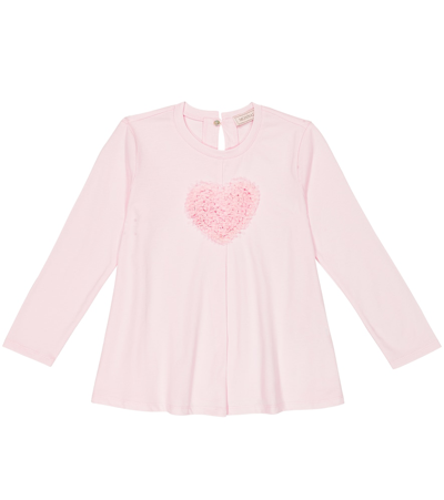 Shop Monnalisa Embellished Cotton Jersey T-shirt In Pink
