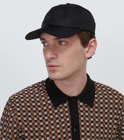 Shop Burberry Logo Embroidered Baseball Cap In Black