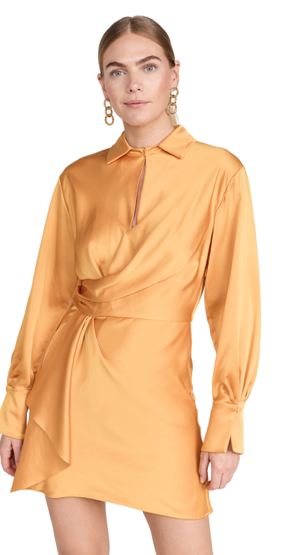 Shop Simkhai Talit Draped Front Mini Dress Goldenrod