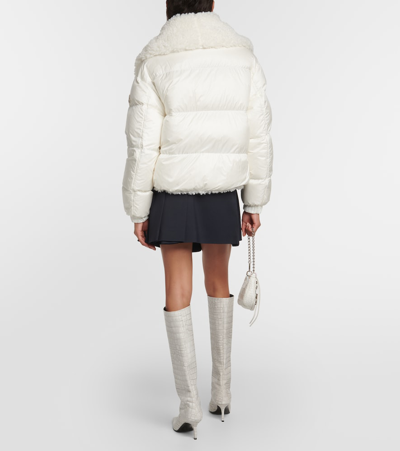 Shop Moncler Murray Faux Shearling-trimmed Jacket In White