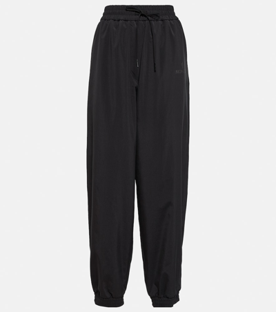Shop Moncler High-rise Sweatpants In Black