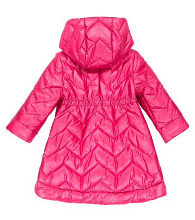 Monnalisa Long-sleeve Quilted Coat In Pink