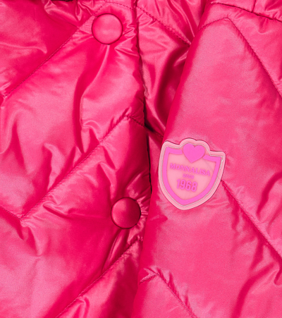 Monnalisa Long-sleeve Quilted Coat In Pink