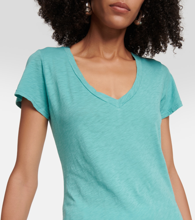 Shop Velvet Lilith Cotton T-shirt In Turquoise